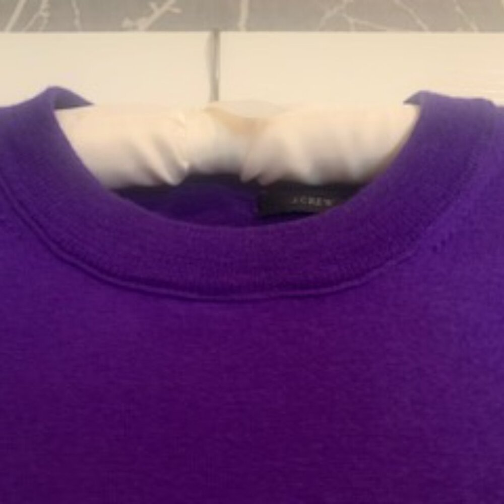 Violet Purple Cashmere Crewneck Sweater with 3/4 Length Sleeves - Picture 2 of 5